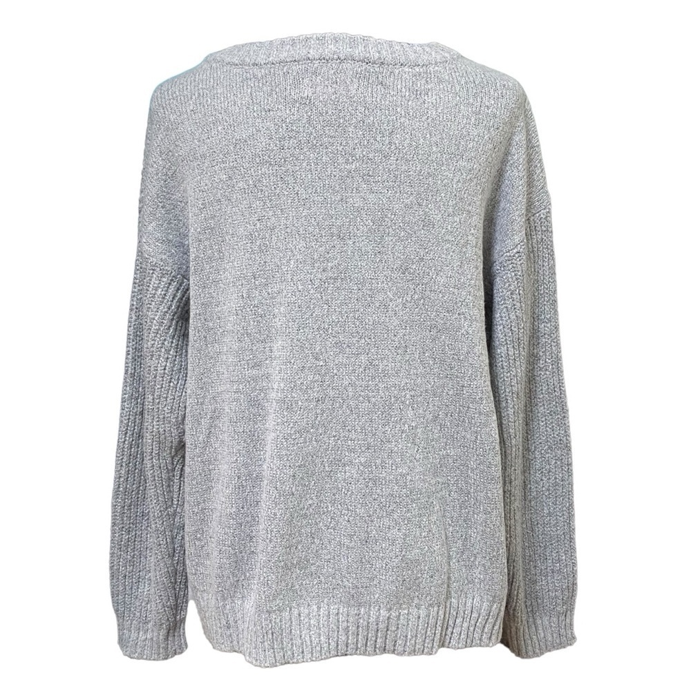 Evri Gray Ribbed Knit Crewneck Pullover Sweater Size 1X Minimalist Cozy - Picture 4 of 8